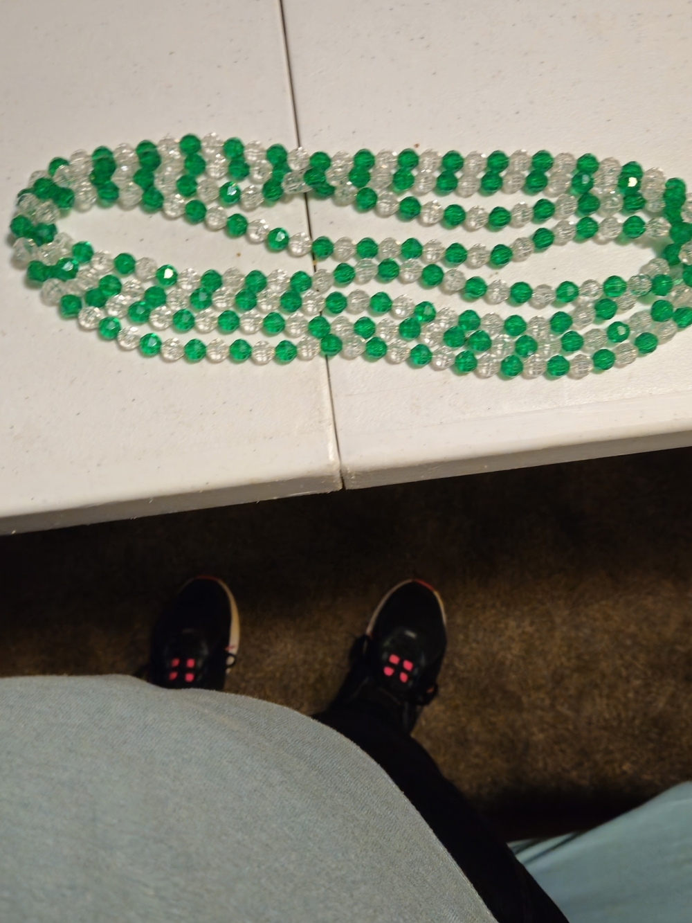 Green And Clear Crystal One Piece Necklace. Great For St. Patrick's Day.